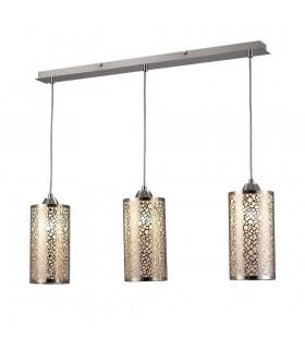 Circle Pattern Ceiling Pendant 3 Light E27 Linear Polished Chrome - 1