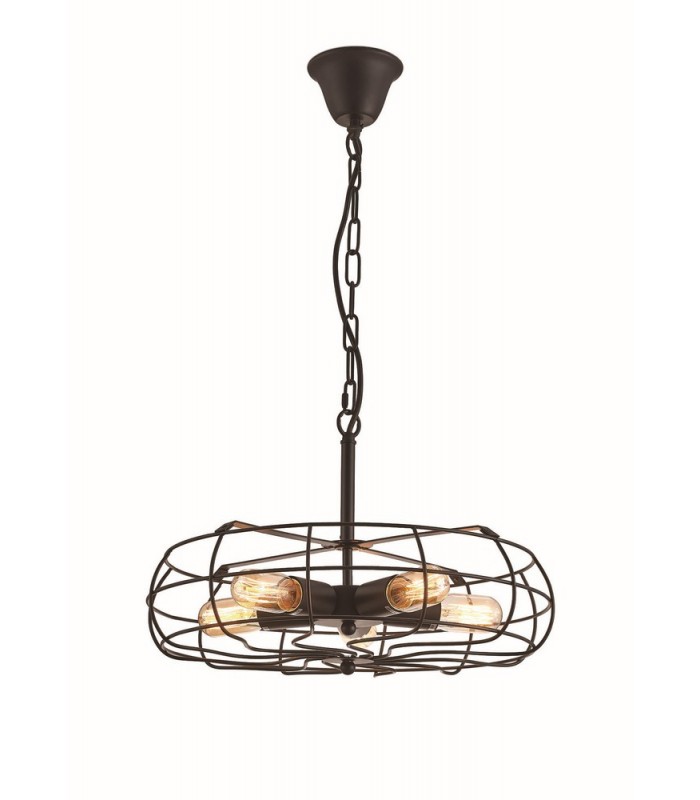 Cage Ceiling Pendant 5 Light E27 Black - 1