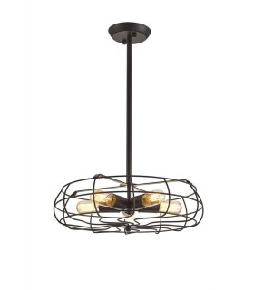 Semi Flush Ceiling Cage 5 Light E27 Black - 1
