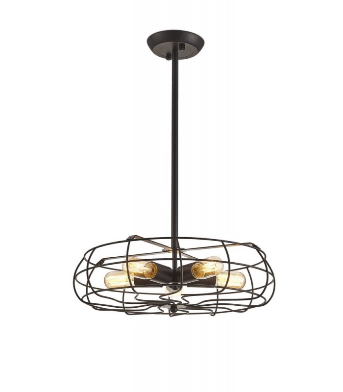Semi Flush Ceiling Cage 5 Light E27 Black - 1