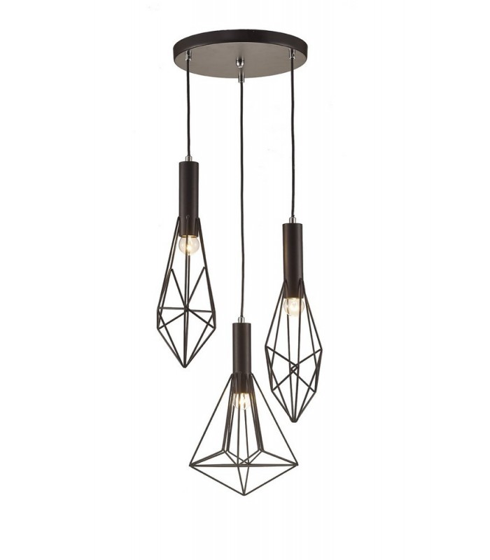 Ceiling Cluster Pendant Cluster Cage 3 Light E27 Black - 1