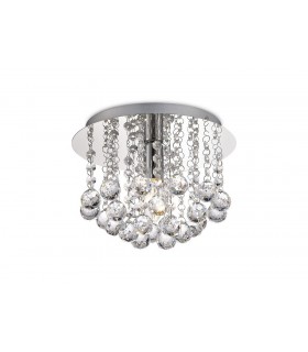 Flush Ceiling 1 Light E14, 250mm Round, Polished Chrome, Sphere Crystal - 1