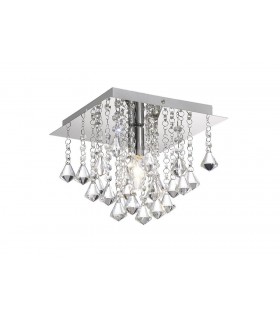 Flush Ceiling 1 Light E14, 250mm Square, Polished Chrome, Prism Crystal - 1
