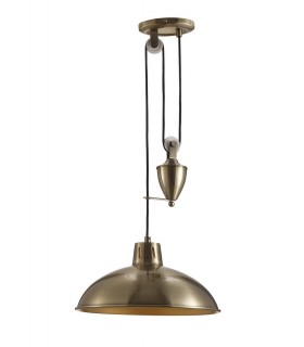 Pulley System Dome Ceiling Pendant E27 Antique Brass - 1