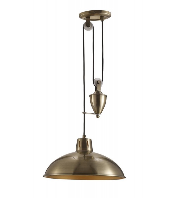 Pulley System Dome Ceiling Pendant E27 Antique Brass - 1