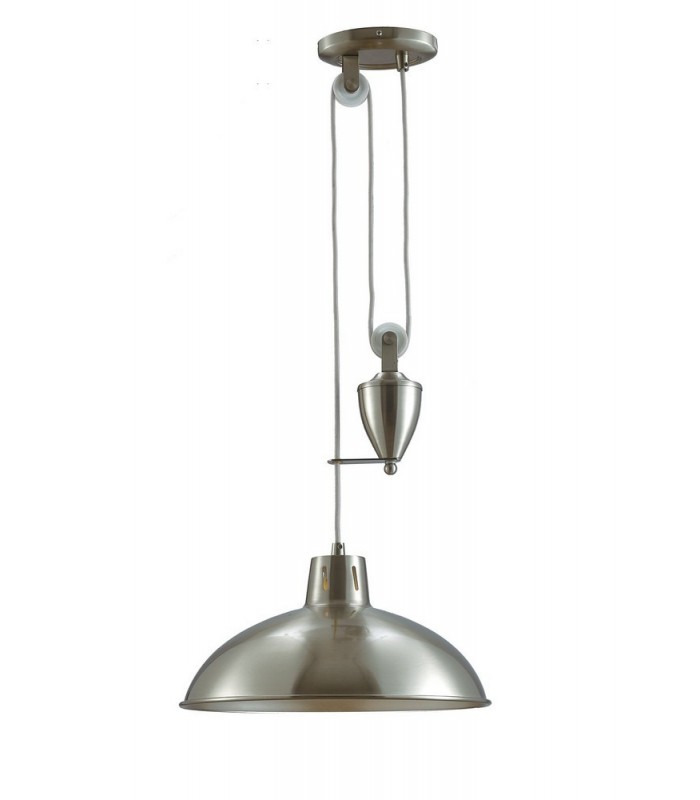 Pulley System Dome Ceiling Pendant E27 Satin Nickel - 1