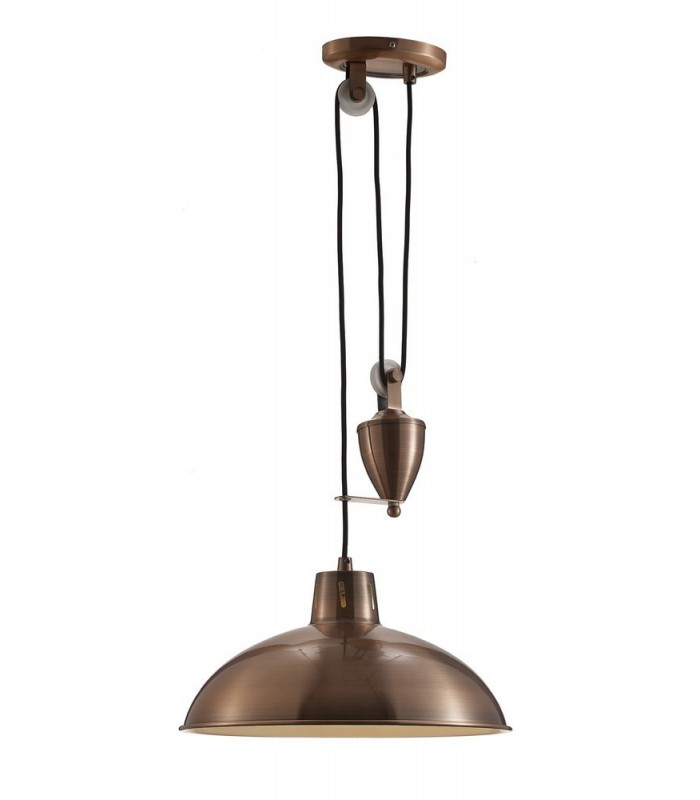 Pulley System Dome Ceiling Pendant E27 Antique Copper - 1