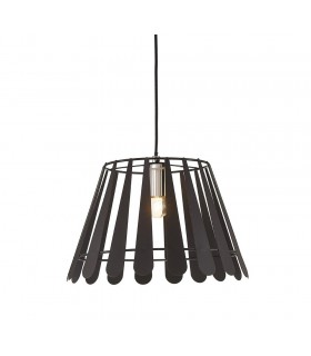Dome Ceiling Pendant 1 Light E27 Black, Polished Chrome - 1