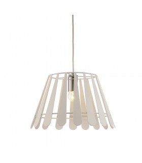 Ceiling Pendant 1 Light E27 White, Polished Chrome - 1