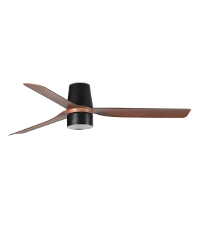 Punt Tub 132cm Smart TEK LED Ceiling Fan Matt Black, Walnut Blades 4000K