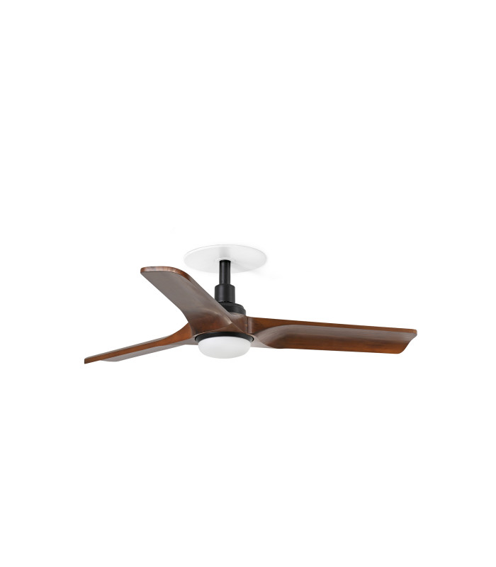 Heywood Recessed 90cm LED Ceiling Fan Matt Black, Dark Walnut Blades CCT