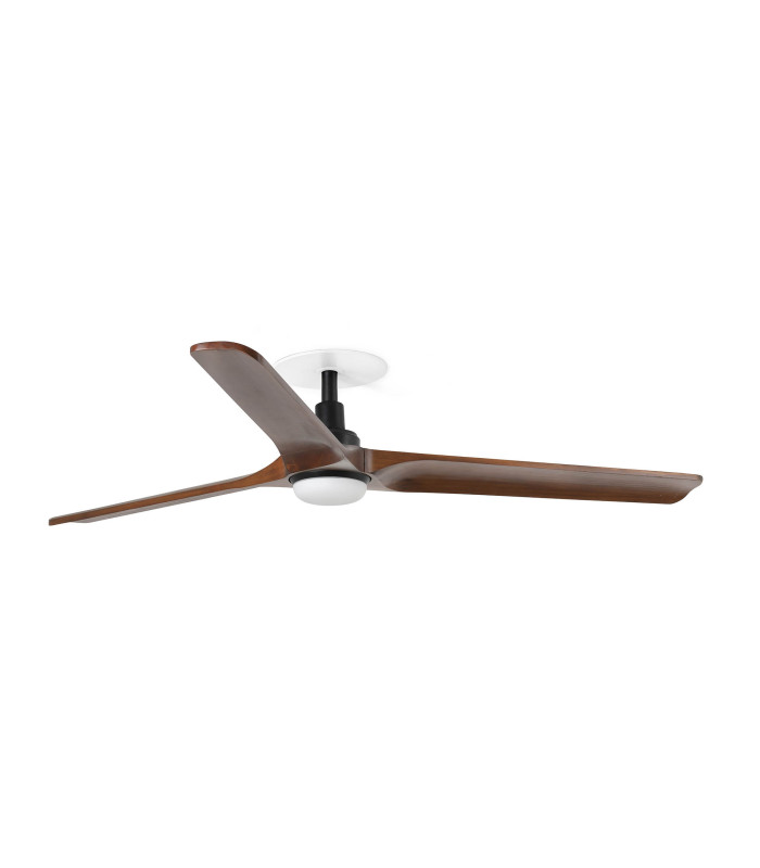 Heywood Recessed 132cm LED Ceiling Fan Matt Black, Dark Walnut Blades CCT