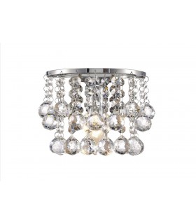 Glass Crystal Wall Lamp, E14 Switched Polished Chrome, Sphere Crystal - 1