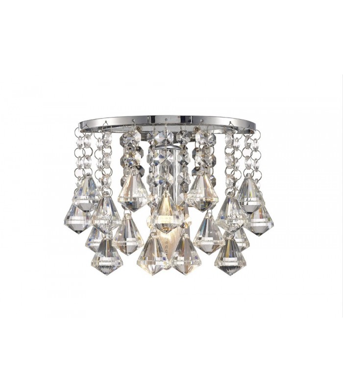 Wall Lamp 1 Light E14 Switched Polished Chrome, Prism Crystal - 1