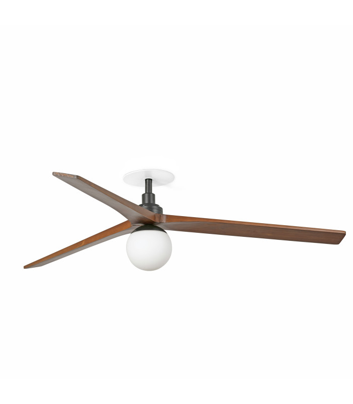 Klim Recessed Large LED Ceiling Fan Matt Black, Dark Walnut Blades