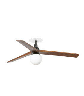 Klim Recessed Medium LED Ceiling Fan Matt Black, Dark Walnut Blades