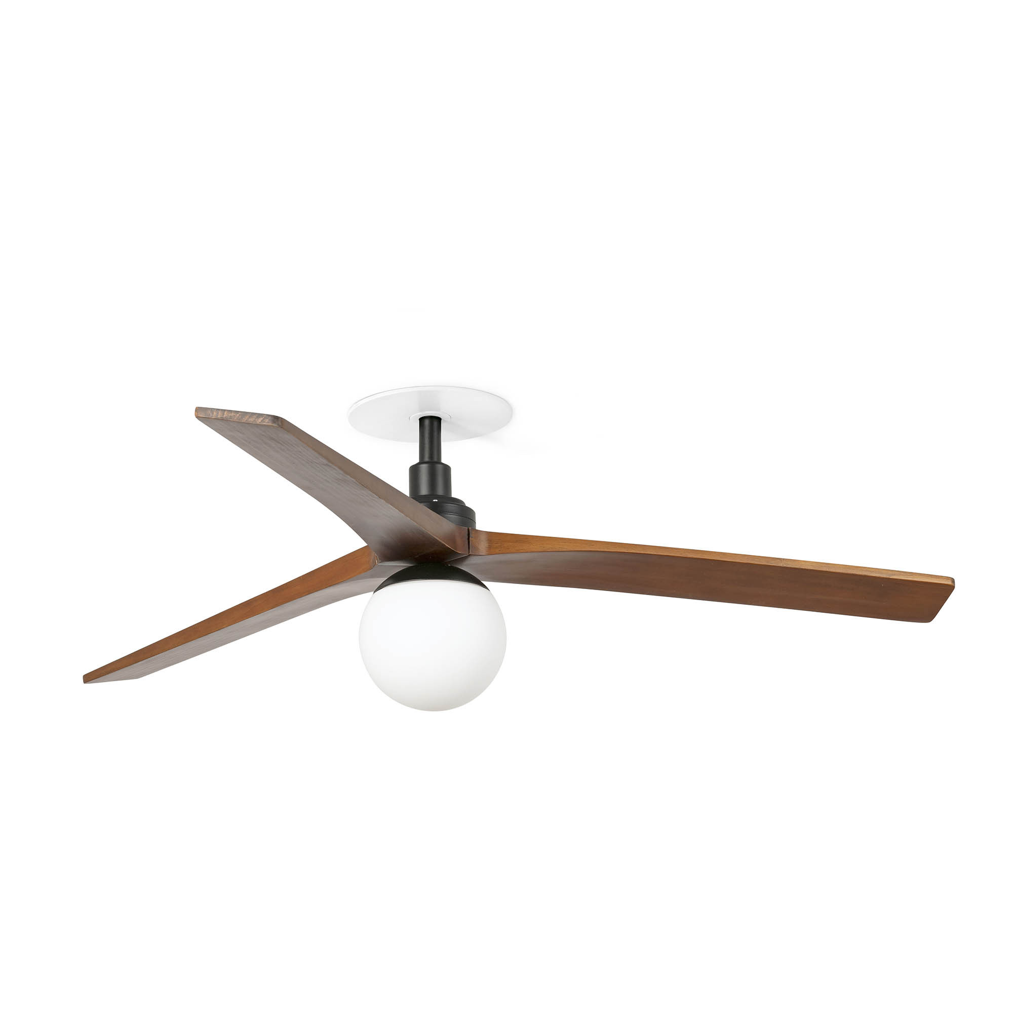 Klim Recessed Medium LED Ceiling Fan Matt Black, Dark Walnut Blades