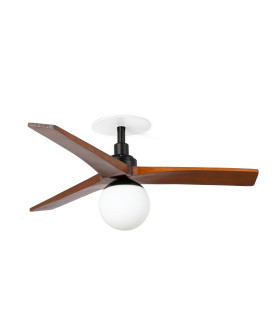 Klim Recessed Small LED Ceiling Fan Matt Black, Dark Walnut Blades