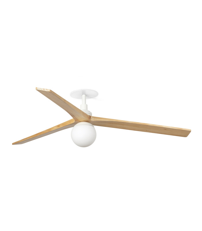 Klim Recessed Large LED Ceiling Fan Matt White, Pine Blades