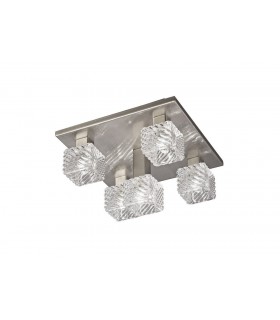 Ceiling Flush 5 Light G9, 230mm Square, Satin Nickel, Clear Glass - 1
