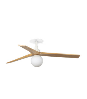 Klim Recessed Medium LED Ceiling Fan Matt White, Pine Blades