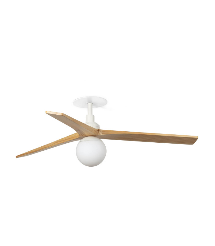 Klim Recessed Medium LED Ceiling Fan Matt White, Pine Blades