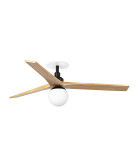 Klim Recessed Medium LED Ceiling Fan Matt Black, Pine Blades