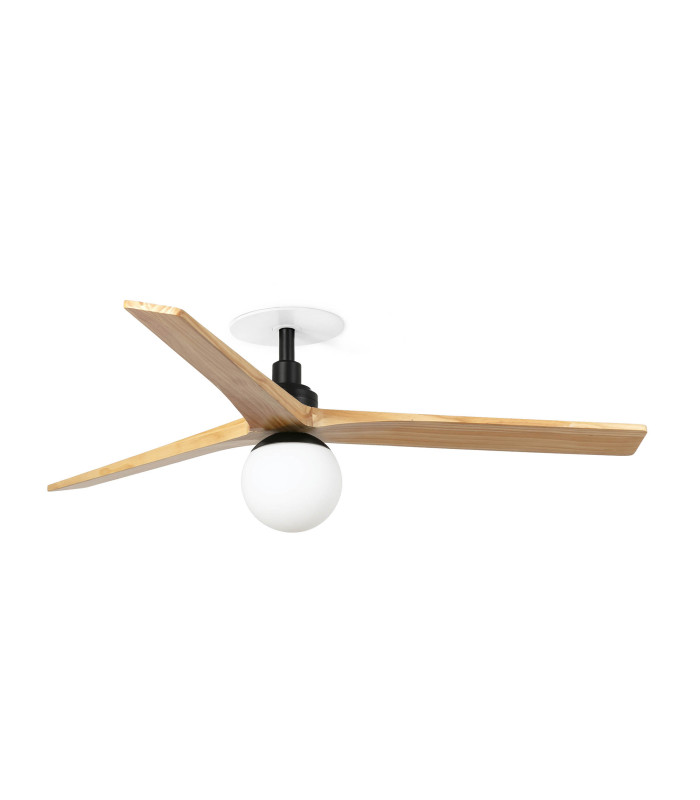Klim Recessed Medium LED Ceiling Fan Matt Black, Pine Blades