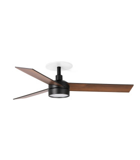 Rudder Recessed 106cm LED Ceiling Fan Matt Black, Walnut Blades CCT, 3 Blade Reversible