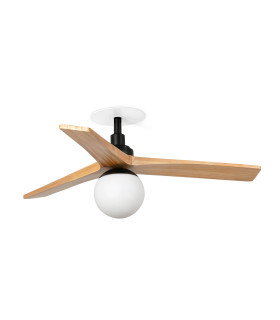 Klim Recessed Small LED Ceiling Fan Matt Black, Pine Blades