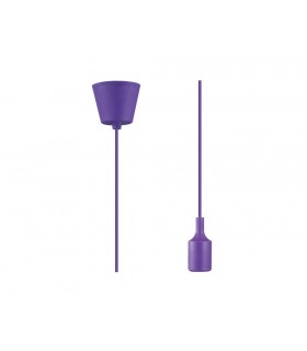 1.5m Suspension Kit 1 Light Purple,90mm Plastic Base and Silicon Lampholder Cover, E27 Max 60W, c, w Ceiling Bracket - 1