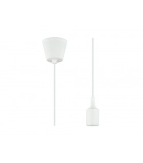 1.5m Suspension Kit 1 Light White,90mm Plastic Base and Silicon Lampholder Cover, E27 Max 60W, c, w Ceiling Bracket - 1