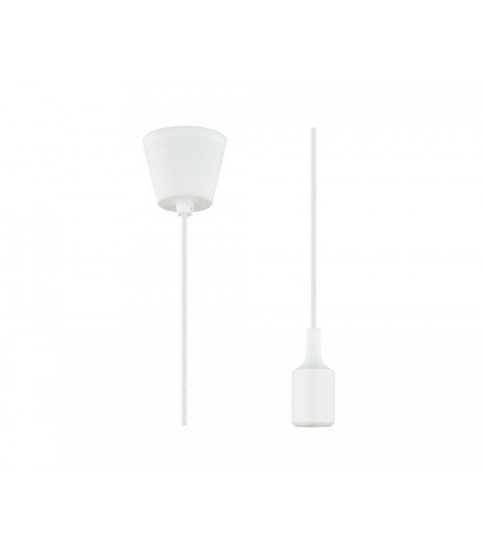 1.5m Suspension Kit 1 Light White,90mm Plastic Base and Silicon Lampholder Cover, E27 Max 60W, c, w Ceiling Bracket - 1