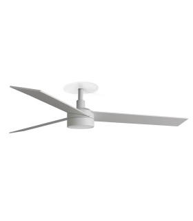 Rudder Recessed 132cm LED Ceiling Fan Matt White, Ash Wood Blades CCT, 3 Blade Reversible