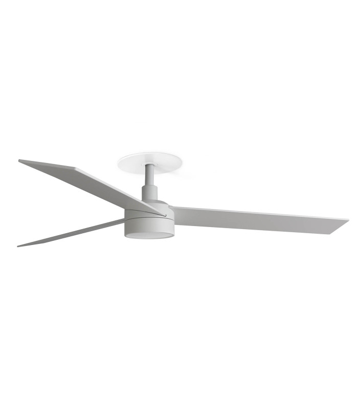 Rudder Recessed 132cm LED Ceiling Fan Matt White, Ash Wood Blades CCT, 3 Blade Reversible