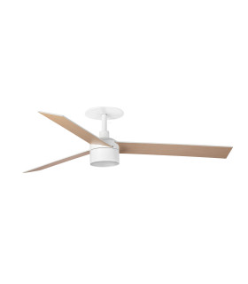 Rudder Recessed 132cm TEK LED Ceiling Fan Matt White, Ash Wood Blades 4000K, 3 Blade Reversible