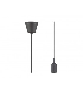 1.5m Suspension Kit 1 Light Black,90mm Plastic Base and Silicon Lampholder Cover, E27 Max 60W, c, w Ceiling Bracket - 1
