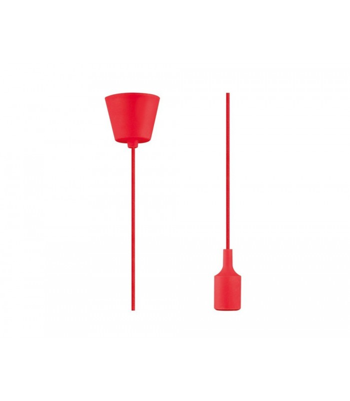 1.5m Suspension Kit 1 Light Red,90mm Plastic Base and Silicon Lampholder Cover, E27 Max 60W, c, w Ceiling Bracket - 1