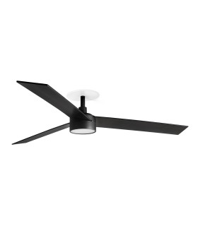 Rudder Recessed 132cm LED Ceiling Fan Matt Black, Walnut Blades CCT, 3 Blade Reversible