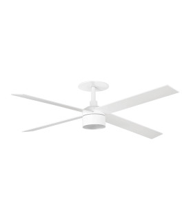 Rudder Recessed 132cm TEK LED Ceiling Fan Matt White, Ash Wood Blades 3000K, 4 Blade Reversible