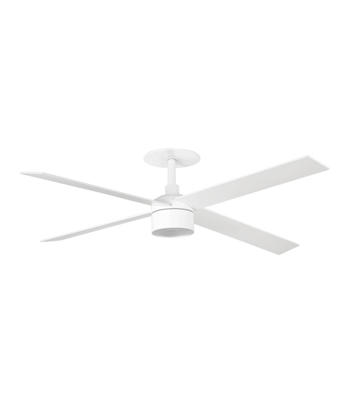Rudder Recessed 132cm TEK LED Ceiling Fan Matt White, Ash Wood Blades 2700K, 4 Blade Reversible