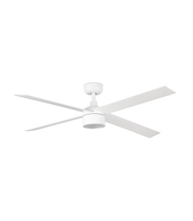 Rudder Recessed 132cm Smart TEK LED Ceiling Fan Matt White, Ash Wood Blades 3000K, 4 Blade Reversible
