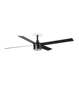 Rudder Recessed 132cm TEK LED Ceiling Fan Matt Black, Walnut Blades 3000K, 4 Blade Reversible