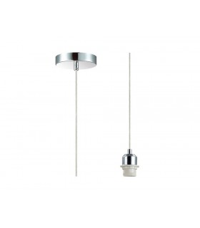 1.5m Suspension Kit 1 Light Polished Chrome, Clear Cable, E27 Max 60W, c, w Ceiling Bracket - 1