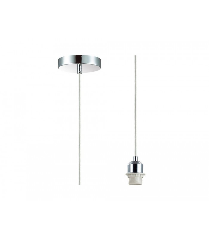1.5m Suspension Kit 1 Light Polished Chrome, Clear Cable, E27 Max 60W, c, w Ceiling Bracket - 1