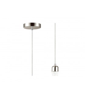 1.5m Suspension Kit 1 Light Satin Nickel, Clear Cable, E27 Max 60W, c, w Ceiling Bracket - 1