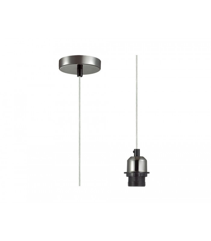 1.5m Suspension Kit 1 Light Black Chrome, Clear Cable, E27 Max 60W, c, w Ceiling Bracket - 1