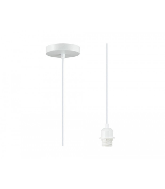 1.5m Suspension Kit 1 Light White, White Cable, E27 Max 60W, c, w Ceiling Bracket - 1