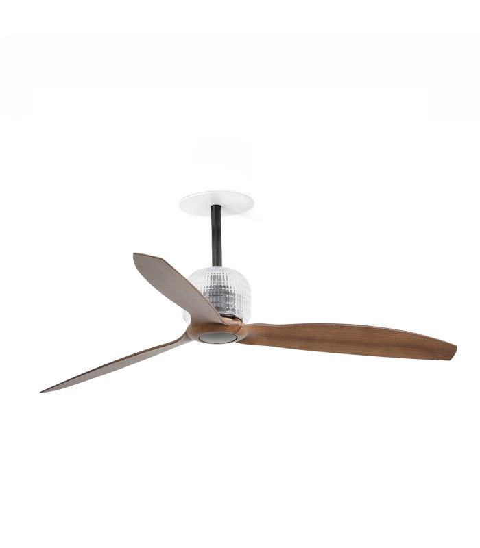 Deco Recessed 128cm Ceiling Fan Matt Black, Walnut Blades