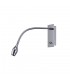 LED Oval Head Wall Reading Lamp with Flexible Arm, Switch On Base, Polished Chrome - 1